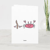 Carte Cute Crabe Rose Animaux de mer Fille Joyeux Annive (Dos)