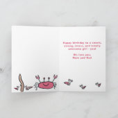 Carte Cute Crabe Rose Animaux de mer Fille Joyeux Annive (Intérieur)