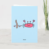 Carte Cute Crabe Rose Animaux de mer Fille Joyeux Annive (Dos)