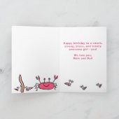 Carte Cute Crabe Rose Animaux de mer Fille Joyeux Annive (Intérieur)