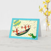Carte Cute Crawfish and Alligator Joyeux anniversaire (Fleur jaune)