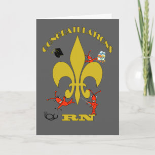 Carte Cute Crawfish Fleur de Lis Félicitations RN