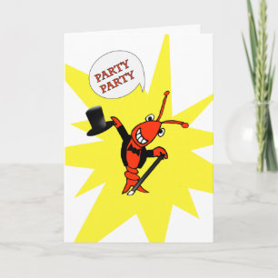 Carte Cute Crawfish / Homard dans Tuxedo Party Anniversa