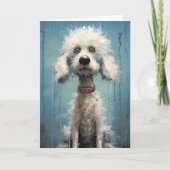 Carte Cute Crazy Goofy Blanc Abstrait Poodle Chien (Devant)