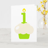 Carte Cute Cupcake avec bougie d'anniversaire (Fleur jaune)