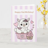 Carte Cute Cupcake Llama Birthday Greeting, Blank Inside (Fleur jaune)
