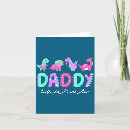 Carte Cute Daddy Saurus Dad Dinosaur Birthday Boy Girl F (Devant)