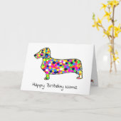 Carte Cute Daschund Chien Mosaic Anniversaire (Fleur jaune)