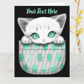 Carte Cute de chat et pointe joueuse à partir d'une poch (Fleur jaune)