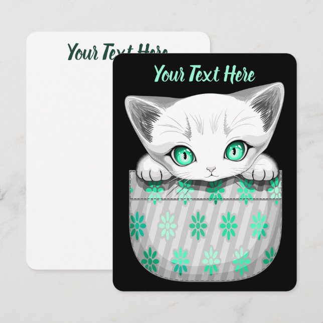 Carte Cute de chat et pointe joueuse à partir d'une poch (Devant / Derrière)