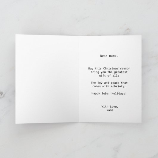 Carte Cute Deer Nom personnalisé Sober Support Noël (Intérieur)