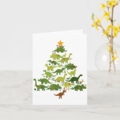 Carte Cute Dino Christmas Tree Merry Dinomas Xmas Lights (Fleur jaune)