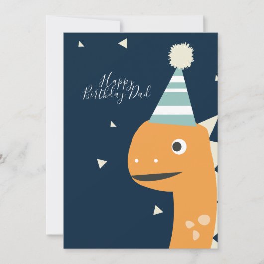 Carte Cute Dinosaur Anniversaire Casquette Confetti Bleu (Devant)