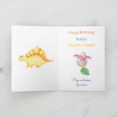 Carte Cute Dinosaur Anniversaire Garçon Ajouter Nom & Ag (Intérieur)