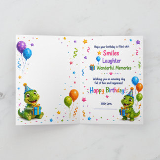 Carte Cute Dinosaur Birthday Card for Kids – Happy Birth