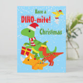 Carte Cute Dinosaur Dino-mite Appartement de Noël (Debout devant)