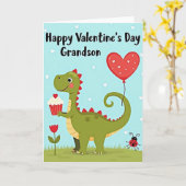 Carte Cute Dinosaur Grandson Valentine Card (Fleur jaune)