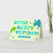 Carte Cute Dinosaur Nom personnalisé et texte Anniversai (Devant)