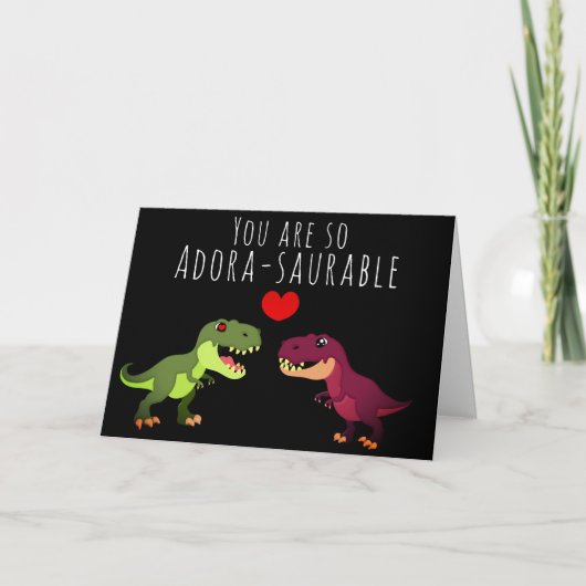 Carte Cute Dinosaur Pun Vous êtes une Valentine Adora-sa (Devant)