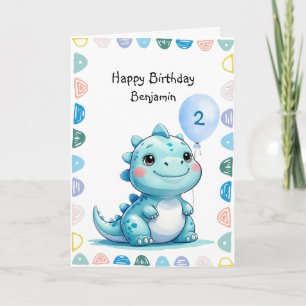 Carte Cute Dinosaur rugir garçon Bonne fête d'anniversai
