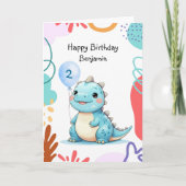 Carte Cute Dinosaur sauvage garçon Bonne fête d'annivers (Devant)
