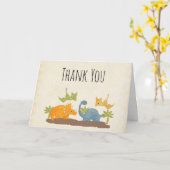 Carte Cute Dinosaures Merci faunique préhistorique (Fleur jaune)