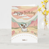 Carte cute dog happy birthday (Fleur jaune)