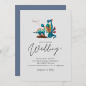 Carte Cute Dragons En Amour Turquoise Grey Mariage (Devant / Derrière)