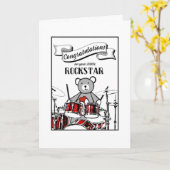 Carte Cute Drummer Teddy Rockstar Rock Baby shower (Fleur jaune)