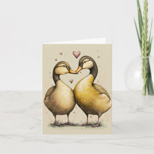 Carte Cute Ducks in Love Greeting Card pour Anniversaire (Devant)
