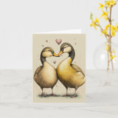 Carte Cute Ducks in Love Greeting Card pour Anniversaire (Fleur jaune)
