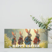 Carte Cute Easter Bunnies Walking in Spring Meadow (Debout devant)