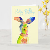 Carte Cute Easter bunny  (Fleur jaune)
