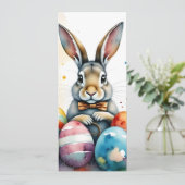 Carte Cute Easter Bunny with Colorful Painted Eggs (Debout devant)