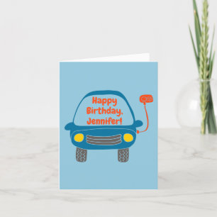 Carte Cute Electric Voiture Personnalisée Anniversaire