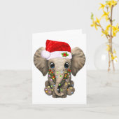 Carte Cute Elephant Christmas Light Funny Elephant Lover (Fleur jaune)
