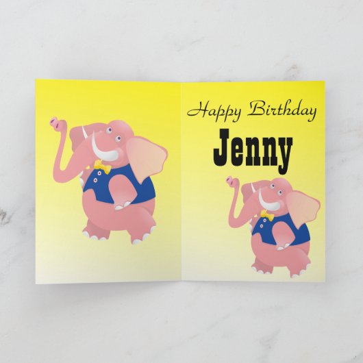 Carte Cute Elephant Circus Personalized Custom (Intérieur)