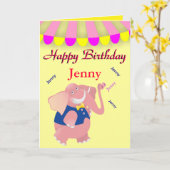 Carte Cute Elephant Circus Personalized Custom (Fleur jaune)