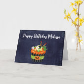 Carte Cute et Déplaisante Halloween Cupcake avec un Big (Fleur jaune)