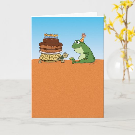Carte Cute et Funny Turtle et Frog Birthday (Fleur jaune)