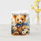 Carte Cute farci animal Joyeux anniversaire (Fleur jaune)