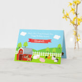 Carte Cute Farm Animaux Unisex Anniversaire (Fleur jaune)