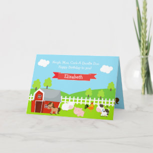 Carte Cute Farm Animaux Unisex Anniversaire