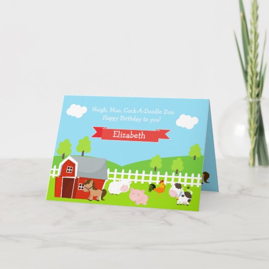 Carte Cute Farm Animaux Unisex Anniversaire (Devant)