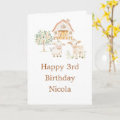 Carte Cute Farm Barn Cows Birthday Party (Fleur jaune)