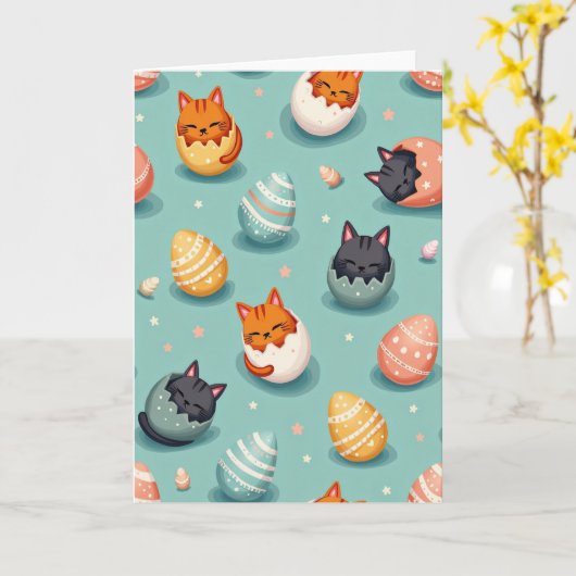Carte Cute Feline Hatching Pattern Card (Fleur jaune)