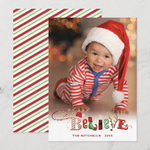 Carte Cute Festive CROIRE une photo Christmas Spirit