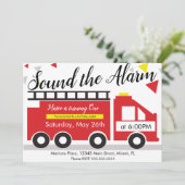 Carte Cute Fire Truck Vehicle Confetti 1er anniversaire (Debout devant)