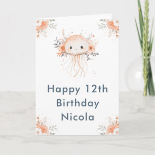 Carte Cute Florale méduse fête d'anniversaire
