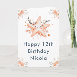 Carte Cute Florale Starfish fête d'anniversaire